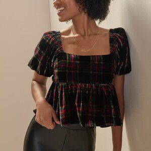 Plaid Velvet Blouse